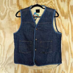 Vintage 1970s genuine roebucks denim sherpa lined vest